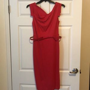 Belted Body-con Dress Red